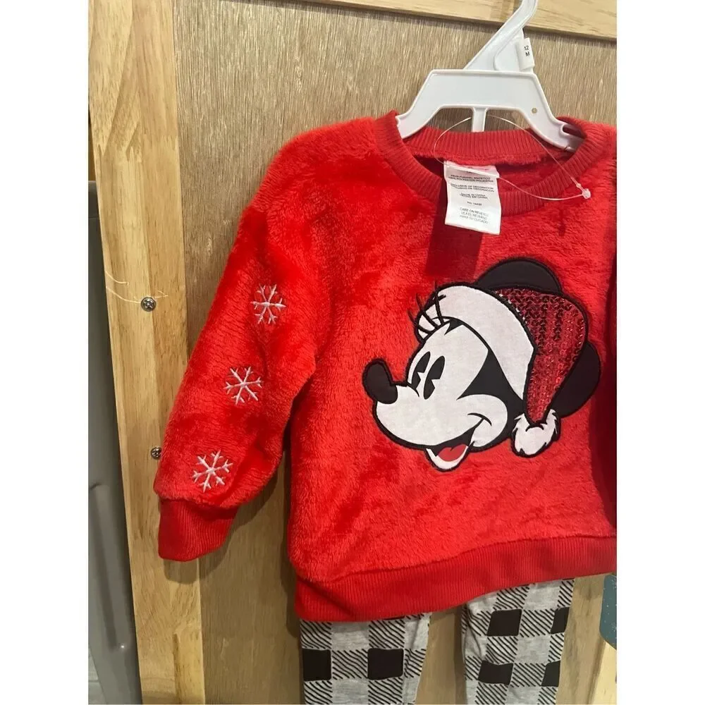 Disney Minnie Mouse Christmas Baby Girl Set Size 12 Month NEW